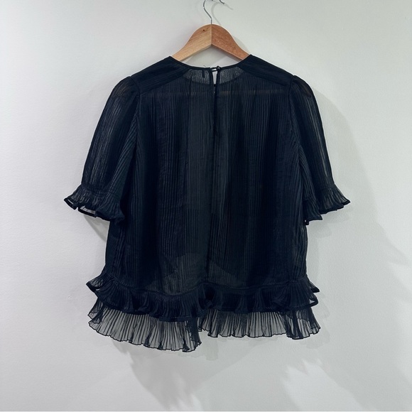 Isabel Marant organza pleated cathode ruffle blouse black size 40 US 8 - Picture 3 of 9